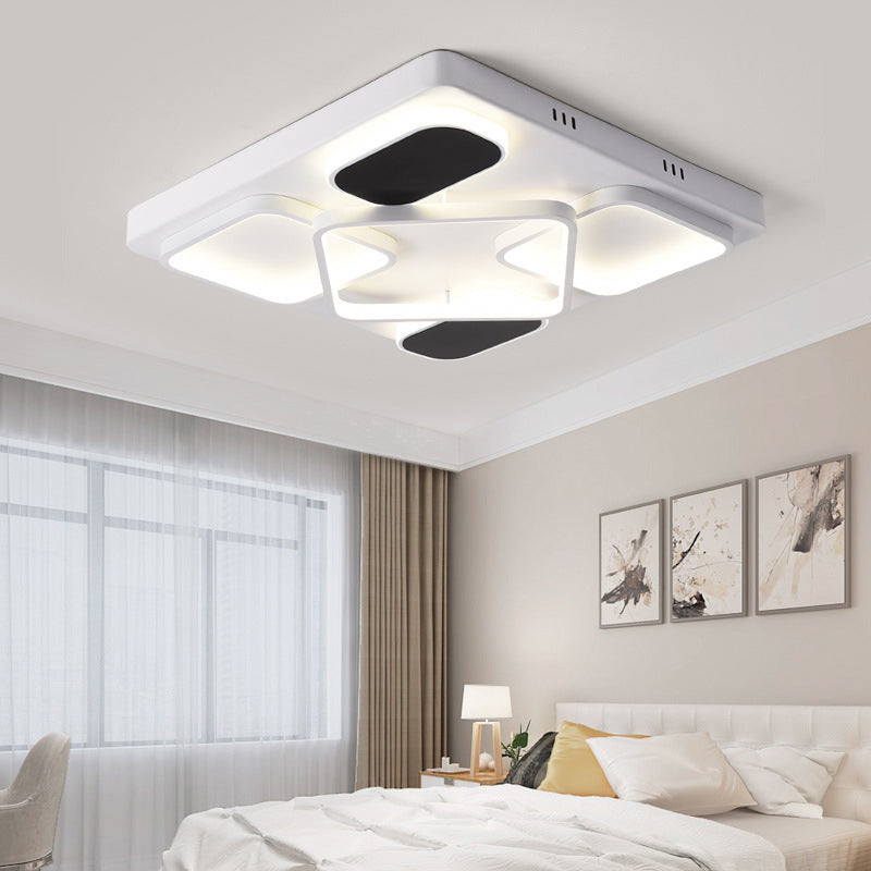 Minimalism Square Shade Flush Ceiling Light Acrylic 21.5"/27.5" Width LED Bedroom Close to Ceiling Light in Black Black 21.5" Clearhalo 'Ceiling Lights' 'Close To Ceiling Lights' 'Close to ceiling' 'Flush mount' Lighting' 158710