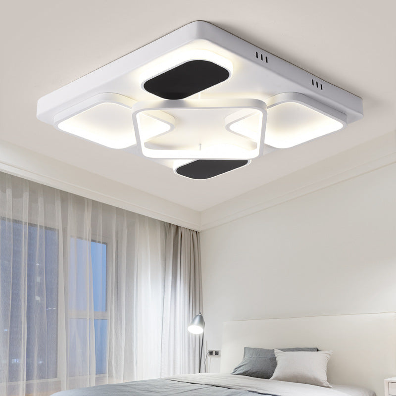 Minimalism Square Shade Flush Ceiling Light Acrylic 21.5"/27.5" Width LED Bedroom Close to Ceiling Light in Black Clearhalo 'Ceiling Lights' 'Close To Ceiling Lights' 'Close to ceiling' 'Flush mount' Lighting' 158711