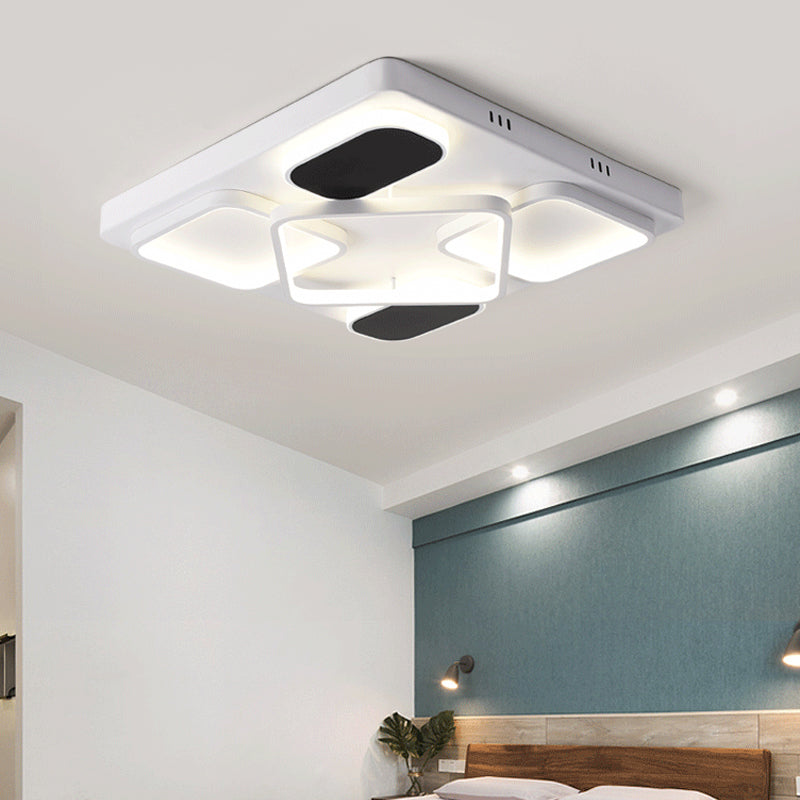 Minimalism Square Shade Flush Ceiling Light Acrylic 21.5"/27.5" Width LED Bedroom Close to Ceiling Light in Black Clearhalo 'Ceiling Lights' 'Close To Ceiling Lights' 'Close to ceiling' 'Flush mount' Lighting' 158712