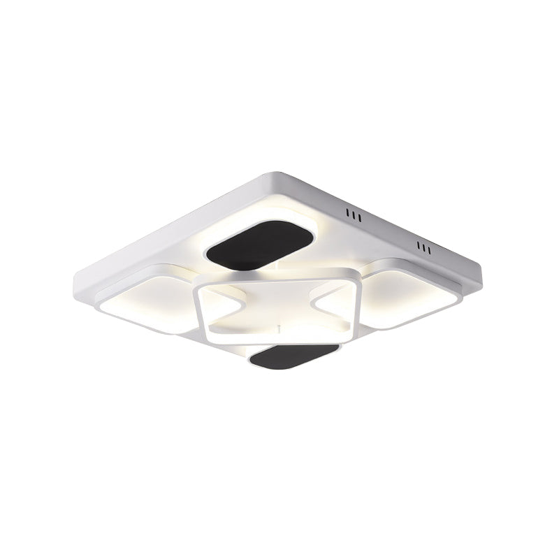 Minimalism Square Shade Flush Ceiling Light Acrylic 21.5"/27.5" Width LED Bedroom Close to Ceiling Light in Black Clearhalo 'Ceiling Lights' 'Close To Ceiling Lights' 'Close to ceiling' 'Flush mount' Lighting' 158713