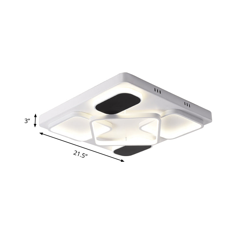 Minimalism Square Shade Flush Ceiling Light Acrylic 21.5"/27.5" Width LED Bedroom Close to Ceiling Light in Black Clearhalo 'Ceiling Lights' 'Close To Ceiling Lights' 'Close to ceiling' 'Flush mount' Lighting' 158714