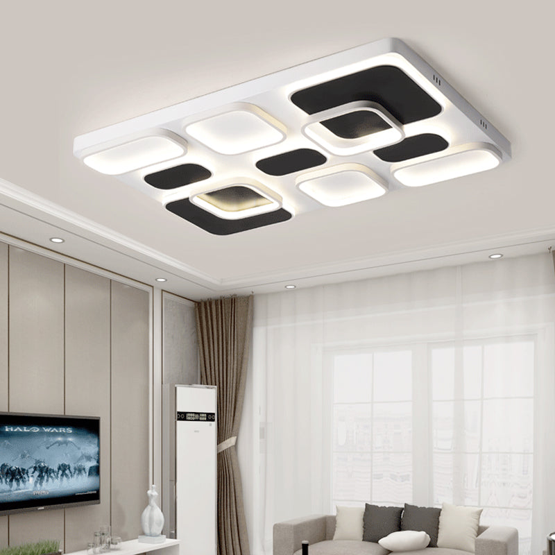 Minimalism Square Shade Flush Ceiling Light Acrylic 21.5"/27.5" Width LED Bedroom Close to Ceiling Light in Black Black 27.5" Clearhalo 'Ceiling Lights' 'Close To Ceiling Lights' 'Close to ceiling' 'Flush mount' Lighting' 158715