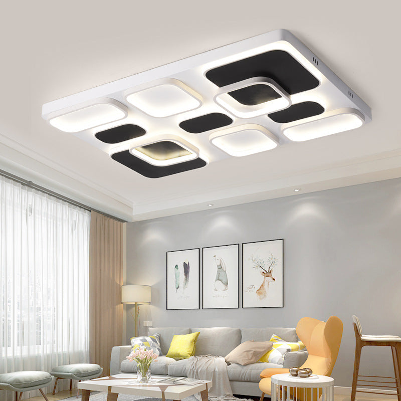 Minimalism Square Shade Flush Ceiling Light Acrylic 21.5"/27.5" Width LED Bedroom Close to Ceiling Light in Black Clearhalo 'Ceiling Lights' 'Close To Ceiling Lights' 'Close to ceiling' 'Flush mount' Lighting' 158716