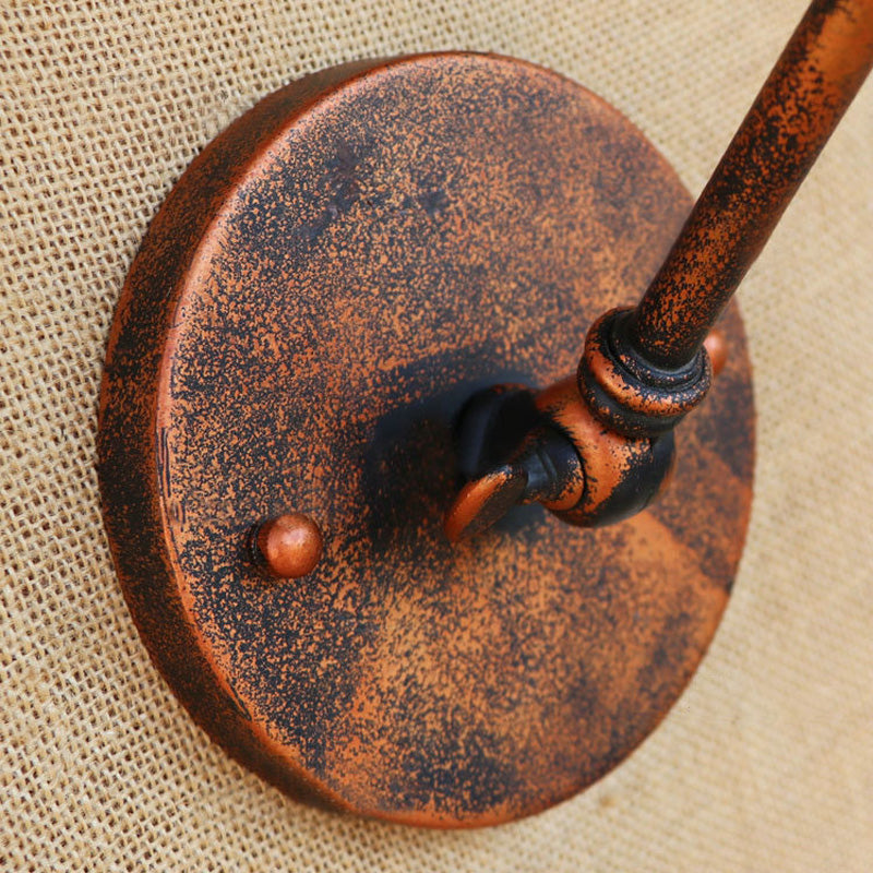 1 Bulb Wall Lighting Vintage Industrial Tapered Shade Metal Wall Sconce Lamp in Black/Rust for Study Room Clearhalo 'Art deco wall lights' 'Cast Iron' 'Glass' 'Industrial wall lights' 'Industrial' 'Middle century wall lights' 'Modern' 'Rustic wall lights' 'Tiffany' 'Traditional wall lights' 'Wall Lamps & Sconces' 'Wall Lights' Lighting' 158733