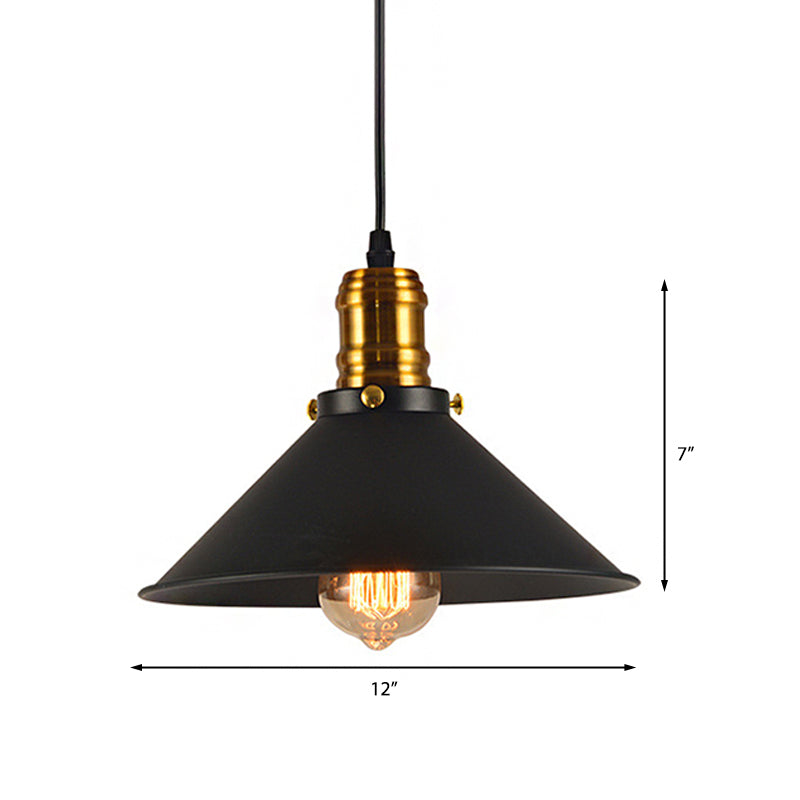 1/2/3-Pack Cone Metal Ceiling Pendant Vintage Stylish 1 Light Dining Room Pendant Light in Black, 10"/12"/14" Width Clearhalo 'Art Deco Pendants' 'Black' 'Cast Iron' 'Ceiling Lights' 'Ceramic' 'Crystal' 'Industrial Pendants' 'Industrial' 'Metal' 'Middle Century Pendants' 'Pendant Lights' 'Pendants' 'Rustic Pendants' 'Tiffany' Lighting' 158766