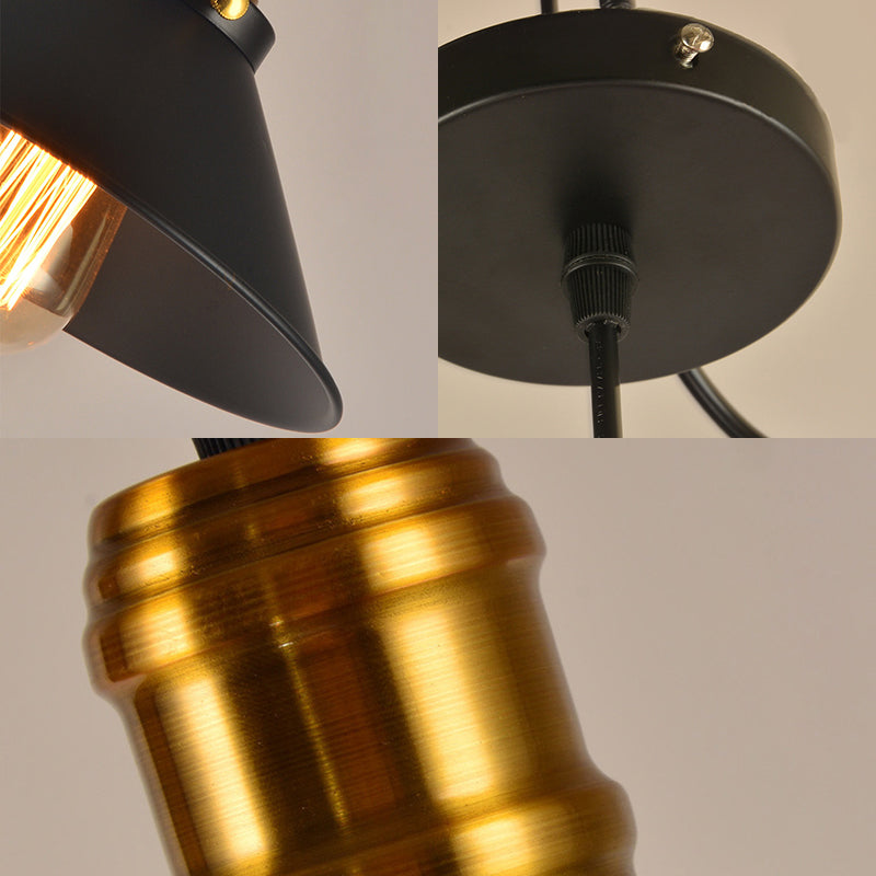 1/2/3-Pack Cone Metallic Hanging Light Industrial Style 8.5"/10" Wide 1 Bulb Dining Table Pendant Lamp in Black Finish Clearhalo 'Art Deco Pendants' 'Black' 'Cast Iron' 'Ceiling Lights' 'Ceramic' 'Crystal' 'Industrial Pendants' 'Industrial' 'Metal' 'Middle Century Pendants' 'Pendant Lights' 'Pendants' 'Rustic Pendants' 'Tiffany' Lighting' 158783