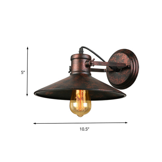 Metallic Saucer Sconce Wall Lighting Antique Style 1 Bulb Corridor Wall Sconce Lamp in Black/Rust Clearhalo 'Art deco wall lights' 'Cast Iron' 'Glass' 'Industrial wall lights' 'Industrial' 'Middle century wall lights' 'Modern' 'Rustic wall lights' 'Tiffany' 'Traditional wall lights' 'Wall Lamps & Sconces' 'Wall Lights' Lighting' 158856