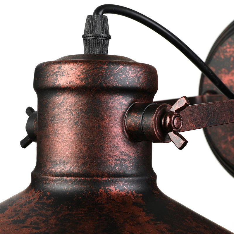 Metallic Saucer Sconce Wall Lighting Antique Style 1 Bulb Corridor Wall Sconce Lamp in Black/Rust Clearhalo 'Art deco wall lights' 'Cast Iron' 'Glass' 'Industrial wall lights' 'Industrial' 'Middle century wall lights' 'Modern' 'Rustic wall lights' 'Tiffany' 'Traditional wall lights' 'Wall Lamps & Sconces' 'Wall Lights' Lighting' 158857