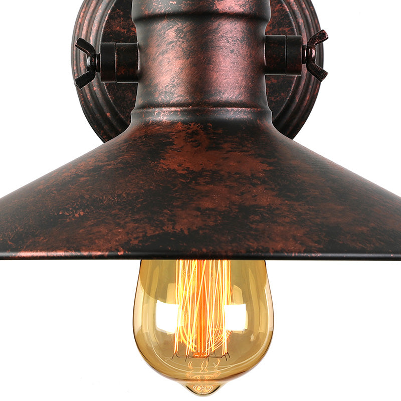 Metallic Saucer Sconce Wall Lighting Antique Style 1 Bulb Corridor Wall Sconce Lamp in Black/Rust Clearhalo 'Art deco wall lights' 'Cast Iron' 'Glass' 'Industrial wall lights' 'Industrial' 'Middle century wall lights' 'Modern' 'Rustic wall lights' 'Tiffany' 'Traditional wall lights' 'Wall Lamps & Sconces' 'Wall Lights' Lighting' 158858
