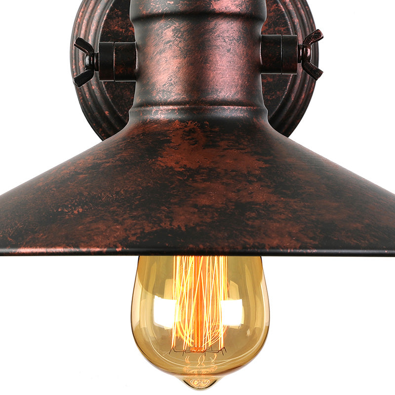 Metallic Saucer Sconce Wall Lighting Antique Style 1 Bulb Corridor Wall Sconce Lamp in Black/Rust Clearhalo 'Art deco wall lights' 'Cast Iron' 'Glass' 'Industrial wall lights' 'Industrial' 'Middle century wall lights' 'Modern' 'Rustic wall lights' 'Tiffany' 'Traditional wall lights' 'Wall Lamps & Sconces' 'Wall Lights' Lighting' 158858
