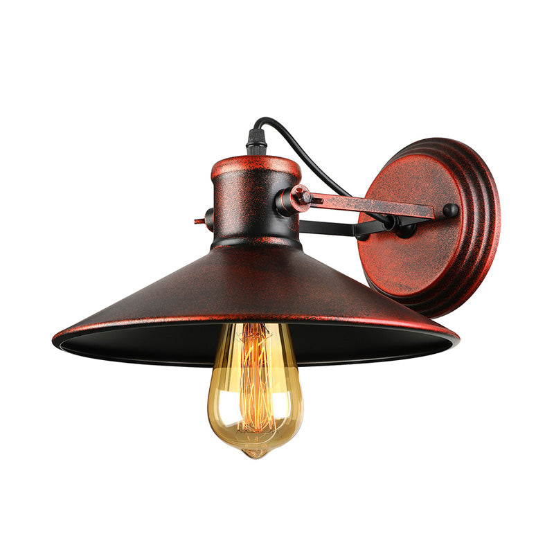 Metallic Saucer Sconce Wall Lighting Antique Style 1 Bulb Corridor Wall Sconce Lamp in Black/Rust Clearhalo 'Art deco wall lights' 'Cast Iron' 'Glass' 'Industrial wall lights' 'Industrial' 'Middle century wall lights' 'Modern' 'Rustic wall lights' 'Tiffany' 'Traditional wall lights' 'Wall Lamps & Sconces' 'Wall Lights' Lighting' 158864