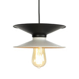 Double Cone Metal Ceiling Fixture Retro Stylish 1 Light Dining Room Pendant Ceiling Light in Black and White Clearhalo 'Art Deco Pendants' 'Black' 'Cast Iron' 'Ceiling Lights' 'Ceramic' 'Crystal' 'Industrial Pendants' 'Industrial' 'Metal' 'Middle Century Pendants' 'Pendant Lights' 'Pendants' 'Rustic Pendants' 'Tiffany' Lighting' 158887