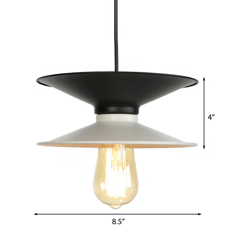 Double Cone Metal Ceiling Fixture Retro Stylish 1 Light Dining Room Pendant Ceiling Light in Black and White Clearhalo 'Art Deco Pendants' 'Black' 'Cast Iron' 'Ceiling Lights' 'Ceramic' 'Crystal' 'Industrial Pendants' 'Industrial' 'Metal' 'Middle Century Pendants' 'Pendant Lights' 'Pendants' 'Rustic Pendants' 'Tiffany' Lighting' 158888
