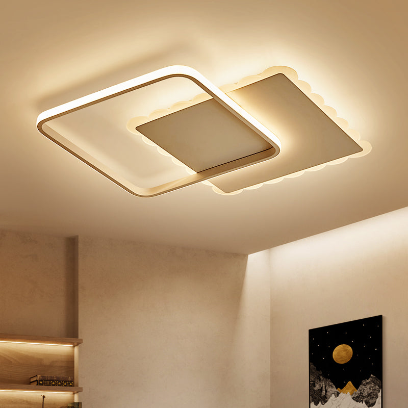Square Ceiling Light Modern Acrylic LED White/Brown Flush Ceiling Light Fixture in Warm/White/Natural Light Clearhalo 'Ceiling Lights' 'Close To Ceiling Lights' 'Close to ceiling' 'Flush mount' Lighting' 158916