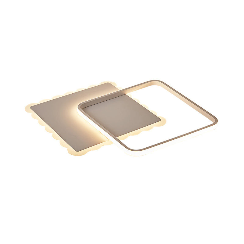 Square Ceiling Light Modern Acrylic LED White/Brown Flush Ceiling Light Fixture in Warm/White/Natural Light Clearhalo 'Ceiling Lights' 'Close To Ceiling Lights' 'Close to ceiling' 'Flush mount' Lighting' 158918