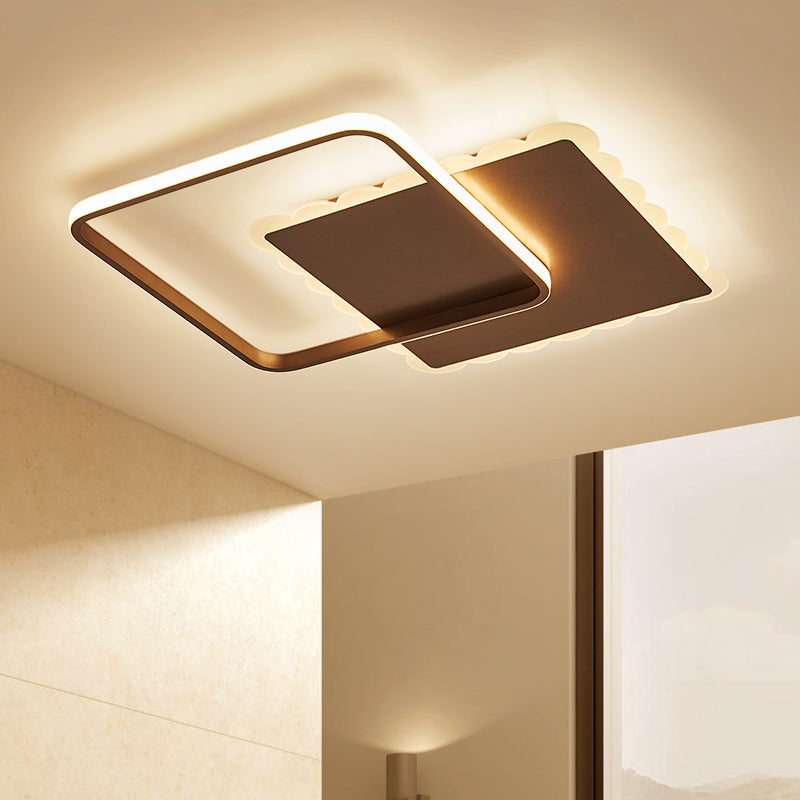 Square Ceiling Light Modern Acrylic LED White/Brown Flush Ceiling Light Fixture in Warm/White/Natural Light Clearhalo 'Ceiling Lights' 'Close To Ceiling Lights' 'Close to ceiling' 'Flush mount' Lighting' 158920