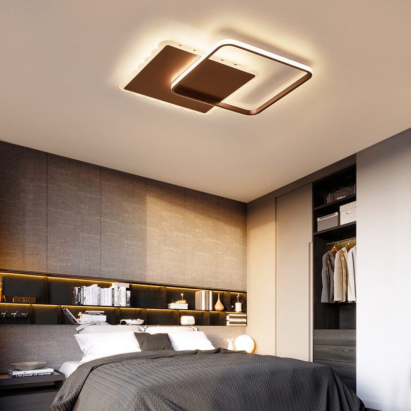 Square Ceiling Light Modern Acrylic LED White/Brown Flush Ceiling Light Fixture in Warm/White/Natural Light Clearhalo 'Ceiling Lights' 'Close To Ceiling Lights' 'Close to ceiling' 'Flush mount' Lighting' 158922