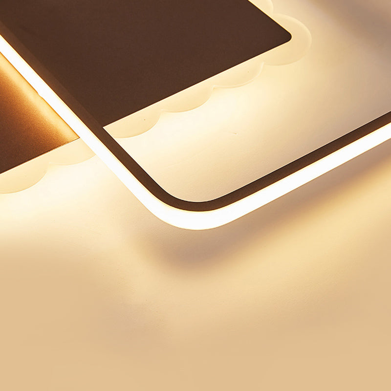 Square Ceiling Light Modern Acrylic LED White/Brown Flush Ceiling Light Fixture in Warm/White/Natural Light Clearhalo 'Ceiling Lights' 'Close To Ceiling Lights' 'Close to ceiling' 'Flush mount' Lighting' 158926