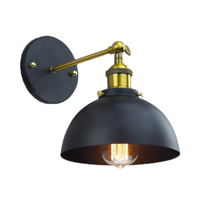 1 Head Wall Lighting with Dome Shade Metallic Rotatable Wall Mount Lamp in Brass Finish for Balcony Clearhalo 'Art deco wall lights' 'Cast Iron' 'Glass' 'Industrial wall lights' 'Industrial' 'Middle century wall lights' 'Modern' 'Rustic wall lights' 'Tiffany' 'Traditional wall lights' 'Wall Lamps & Sconces' 'Wall Lights' Lighting' 158941