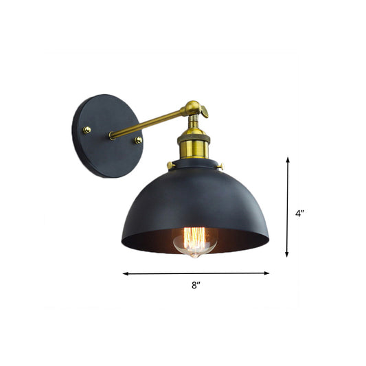 1 Head Wall Lighting with Dome Shade Metallic Rotatable Wall Mount Lamp in Brass Finish for Balcony Clearhalo 'Art deco wall lights' 'Cast Iron' 'Glass' 'Industrial wall lights' 'Industrial' 'Middle century wall lights' 'Modern' 'Rustic wall lights' 'Tiffany' 'Traditional wall lights' 'Wall Lamps & Sconces' 'Wall Lights' Lighting' 158942
