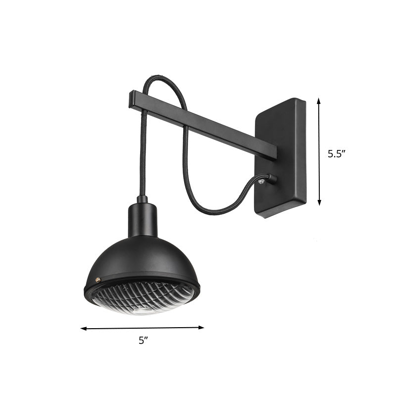 1 Light Wall Lighting Farmhouse Bowl Shade Metallic Wall Mount Light in Black for Dining Room Clearhalo 'Art deco wall lights' 'Cast Iron' 'Glass' 'Industrial wall lights' 'Industrial' 'Middle century wall lights' 'Modern' 'Rustic wall lights' 'Tiffany' 'Traditional wall lights' 'Wall Lamps & Sconces' 'Wall Lights' Lighting' 159025