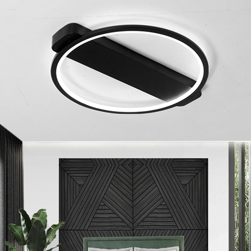 Ring Acrylic Flush Light Modern 18"/25.5" Wide LED Black/White Ceiling Lighting Fixture for Living Room Clearhalo 'Ceiling Lights' 'Close To Ceiling Lights' 'Close to ceiling' 'Flush mount' Lighting' 159070