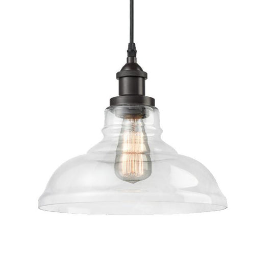 Black 1 Light Pendant Lighting Industrial Clear Glass Barn Hanging Lamp for Indoor Clearhalo 'Ceiling Lights' 'Glass shade' 'Glass' 'Industrial Pendants' 'Industrial' 'Middle Century Pendants' 'Pendant Lights' 'Pendants' 'Tiffany' Lighting' 159164