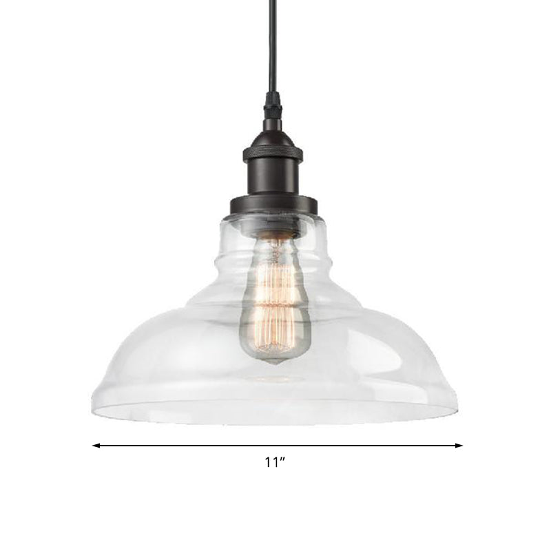 Black 1 Light Pendant Lighting Industrial Clear Glass Barn Hanging Lamp for Indoor Clearhalo 'Ceiling Lights' 'Glass shade' 'Glass' 'Industrial Pendants' 'Industrial' 'Middle Century Pendants' 'Pendant Lights' 'Pendants' 'Tiffany' Lighting' 159165