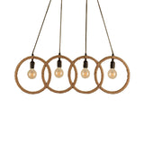 Black Finish Four-Ring Ceiling Pendant Lodge Style Manila Rope 4 Lights Coffee Shop Hanging Light Clearhalo 'Ceiling Lights' 'Industrial Pendants' 'Industrial' 'Middle Century Pendants' 'Pendant Lights' 'Pendants' 'Tiffany' Lighting' 159278