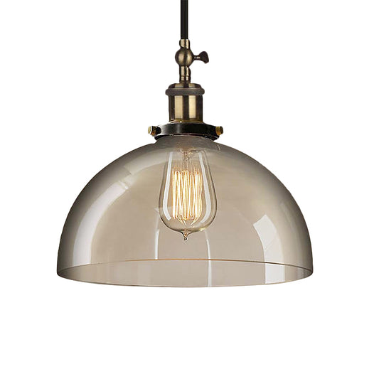 Brass Dome Pendant Fixture Clear Glass 1 Light Dining Room Hanging Ceiling Light Clearhalo 'Ceiling Lights' 'Glass shade' 'Glass' 'Industrial Pendants' 'Industrial' 'Middle Century Pendants' 'Pendant Lights' 'Pendants' 'Tiffany' Lighting' 159282