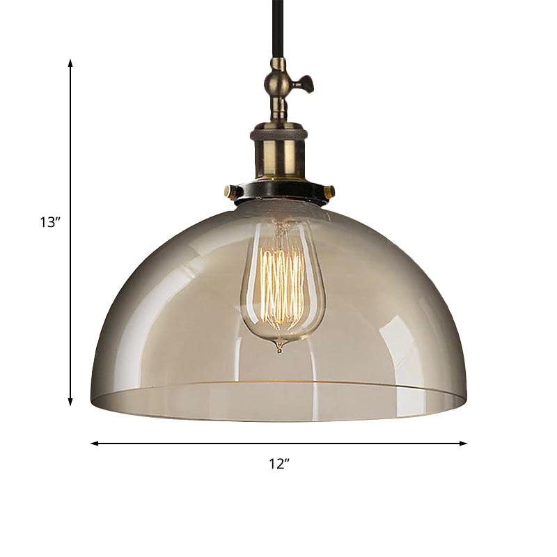 Brass Dome Pendant Fixture Clear Glass 1 Light Dining Room Hanging Ceiling Light Clearhalo 'Ceiling Lights' 'Glass shade' 'Glass' 'Industrial Pendants' 'Industrial' 'Middle Century Pendants' 'Pendant Lights' 'Pendants' 'Tiffany' Lighting' 159283