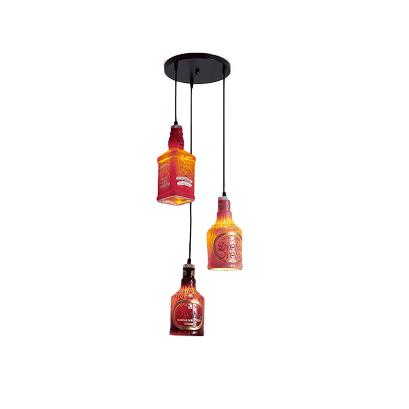 Black 3 Lights Pendant Light Fixture Vintage Stylish Resin Hanging Lamp with Different Shade Clearhalo 'Ceiling Lights' 'Industrial Pendants' 'Industrial' 'Middle Century Pendants' 'Pendant Lights' 'Pendants' 'Tiffany' Lighting' 159286