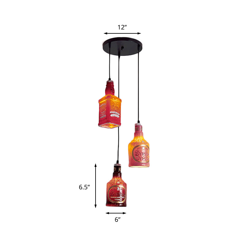 Black 3 Lights Pendant Light Fixture Vintage Stylish Resin Hanging Lamp with Different Shade Clearhalo 'Ceiling Lights' 'Industrial Pendants' 'Industrial' 'Middle Century Pendants' 'Pendant Lights' 'Pendants' 'Tiffany' Lighting' 159287