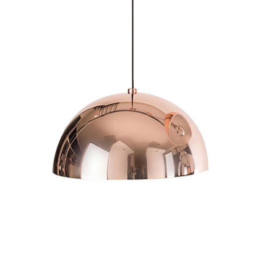 Loft Dome Shade Pendant Lighting 10"/12" Dia 1 Bulb Metallic Ceiling Fixture in Polished Copper for Kitchen Clearhalo 'Art Deco Pendants' 'Cast Iron' 'Ceiling Lights' 'Ceramic' 'Crystal' 'Industrial Pendants' 'Industrial' 'Metal' 'Middle Century Pendants' 'Pendant Lights' 'Pendants' 'Tiffany' Lighting' 15933