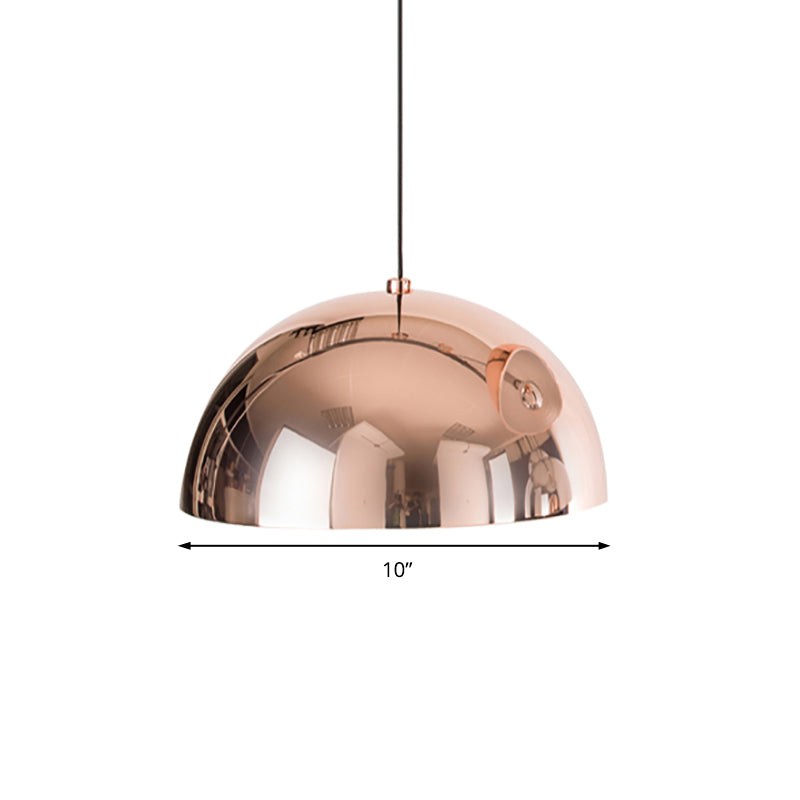 Loft Dome Shade Pendant Lighting 10"/12" Dia 1 Bulb Metallic Ceiling Fixture in Polished Copper for Kitchen Clearhalo 'Art Deco Pendants' 'Cast Iron' 'Ceiling Lights' 'Ceramic' 'Crystal' 'Industrial Pendants' 'Industrial' 'Metal' 'Middle Century Pendants' 'Pendant Lights' 'Pendants' 'Tiffany' Lighting' 15934