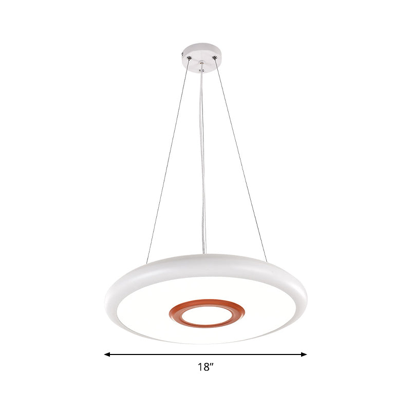 Circular Metal Hanging Lamp Kit Simple LED White Pendant Lighting Fixture in Warm/White/Natural Light, 18"/22" Wide Clearhalo 'Ceiling Lights' 'Modern Pendants' 'Modern' 'Pendant Lights' 'Pendants' Lighting' 159370