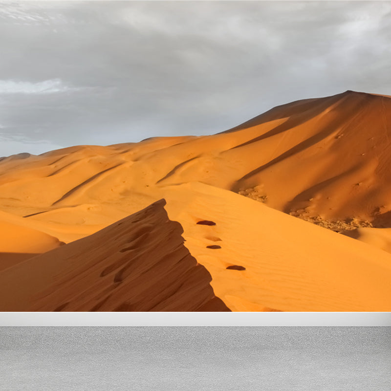 Modern Desert Hillock Wallpaper Mural Yellow Bedroom Wall Art, Personalized Size Yellow Clearhalo 'Wall Decor' 'Wall Mural' 1594905