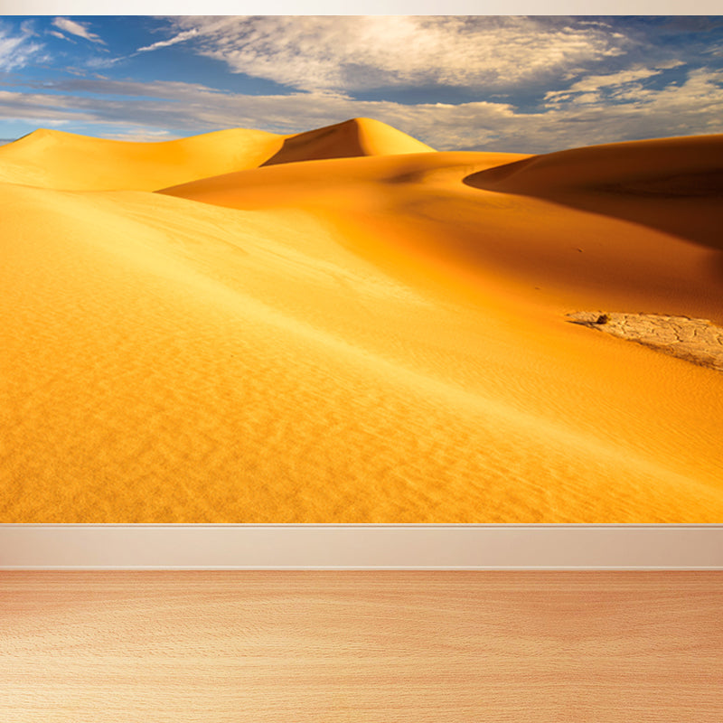 Non-Woven Big Yellow Mural Modernist Sand Dunes View Wall Covering, Customized Size Clearhalo 'Wall Decor' 'Wall Mural' 1594911