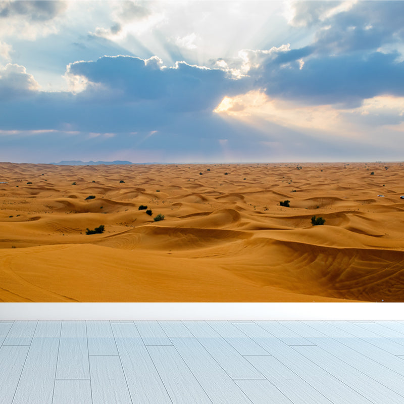 Broad Sand Sea Wallpaper Mural for Accent Wall, Yellow and Blue, Personalized Size Available Yellow Clearhalo 'Wall Decor' 'Wall Mural' 1594925