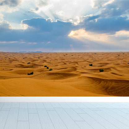 Broad Sand Sea Wallpaper Mural for Accent Wall, Yellow and Blue, Personalized Size Available Yellow Clearhalo 'Wall Decor' 'Wall Mural' 1594925