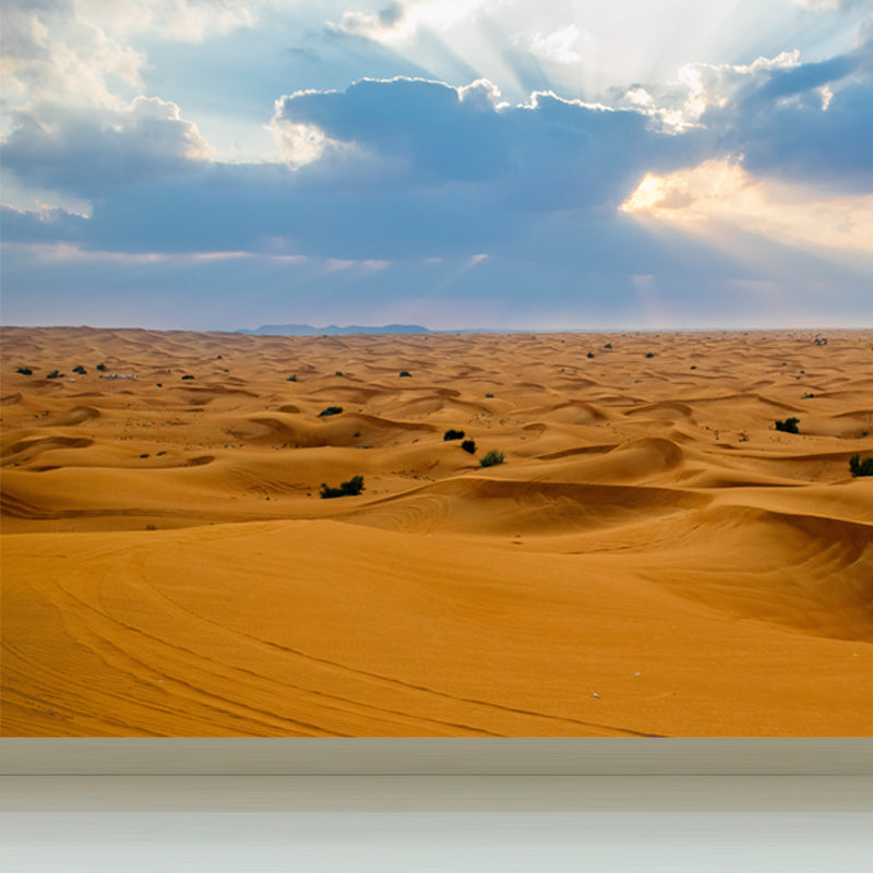 Broad Sand Sea Wallpaper Mural for Accent Wall, Yellow and Blue, Personalized Size Available Clearhalo 'Wall Decor' 'Wall Mural' 1594926