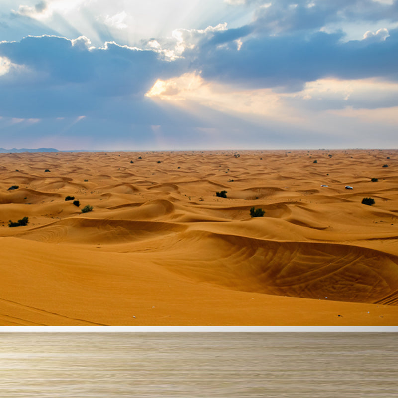 Broad Sand Sea Wallpaper Mural for Accent Wall, Yellow and Blue, Personalized Size Available Clearhalo 'Wall Decor' 'Wall Mural' 1594927