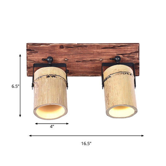 Wooden Cylinder Wall Light Rustic Stylish Sconce Light in Beige for Bistro Restaurant Clearhalo 'Industrial wall lights' 'Industrial' 'Middle century wall lights' 'Tiffany' 'Wall Lamps & Sconces' 'Wall Lights' Lighting' 159492