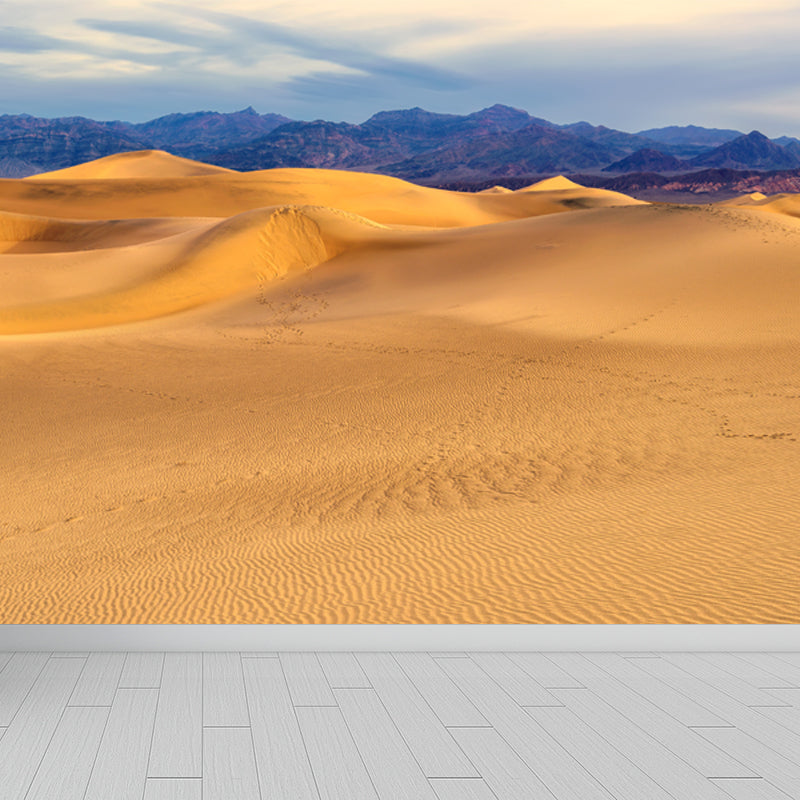 Moisture Resistant Desert Hills Mural Decal Contemporary Non-Woven Fabric Wall Covering, Custom Size Yellow Clearhalo 'Wall Decor' 'Wall Mural' 1594930