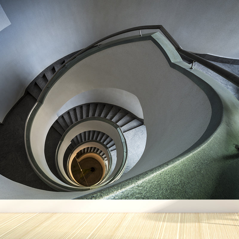 Spiral Stair Wall Paper Mural Modernism Non-Woven Material Wall Covering in Grey Clearhalo 'Wall Decor' 'Wall Mural' 1594947