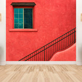 Full Size Outside Stairway Mural Stain Resistant Modern Living Room Wall Decor in Orange Red Clearhalo 'Wall Decor' 'Wall Mural' 1594956