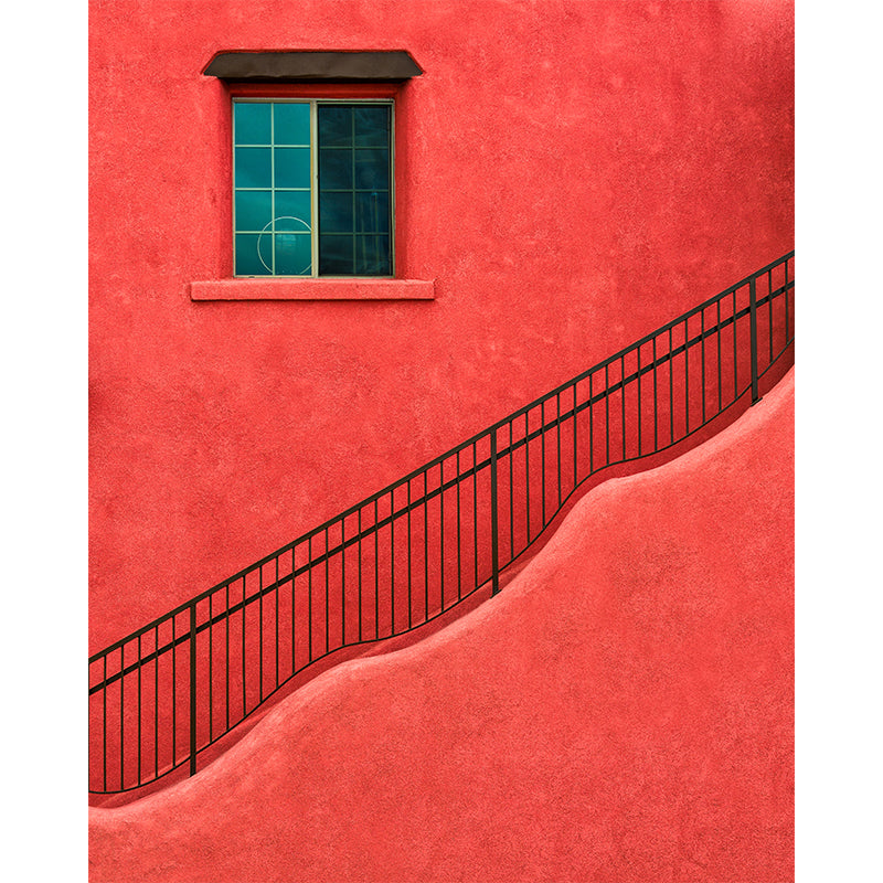 Full Size Outside Stairway Mural Stain Resistant Modern Living Room Wall Decor in Orange Red Clearhalo 'Wall Decor' 'Wall Mural' 1594958