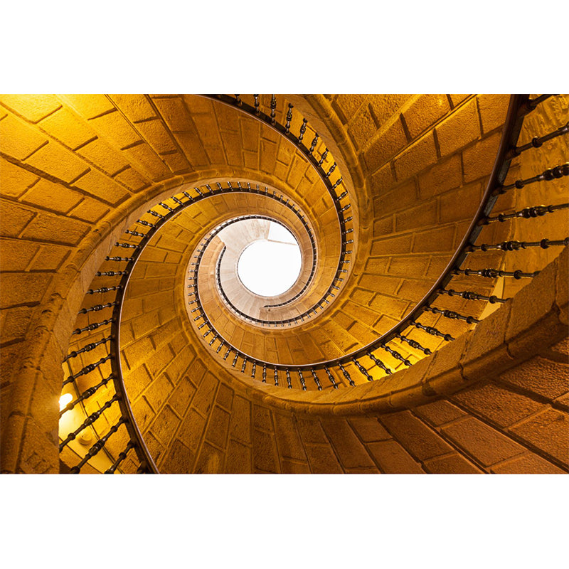 Yellow Whirling Stairs Wall Mural Waterproof Contemporary Sitting Room Wall Covering Clearhalo 'Wall Decor' 'Wall Mural' 1594963