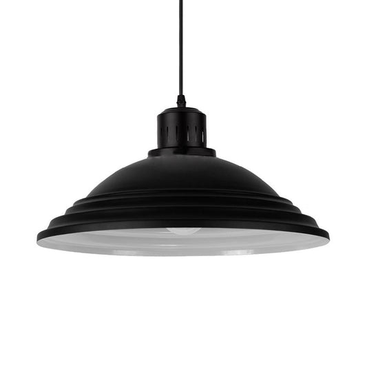 Vintage Bowl Hanging Ceiling Light 1 Head Metal Ceiling Light with Fluted Design in Black for Balcony Black B Clearhalo 'Ceiling Lights' 'Industrial Pendants' 'Industrial' 'Middle Century Pendants' 'Pendant Lights' 'Pendants' 'Tiffany' Lighting' 15949