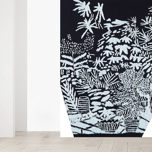 Giant Hand Printed Mural Decal Black and White Non-Woven Wall Art for Home Decor, Personalised Clearhalo 'Wall Decor' 'Wall Mural' 1595051